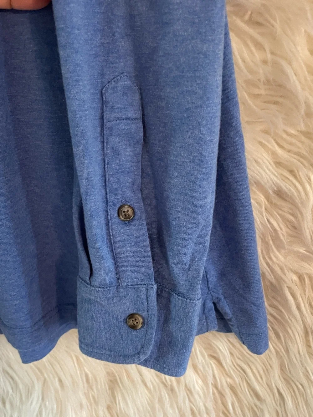 Peter Millar Men’s Crown Fleece Long Sleeve Stretch Blue Polo Shirt.